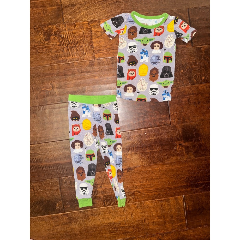 Little Sleepies Star Wars Bamboo Pajama Set Gray Green Toddler 12-18 Months